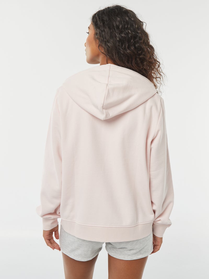 Sudadera básica con cremallera y capucha Rosa - Kiabi