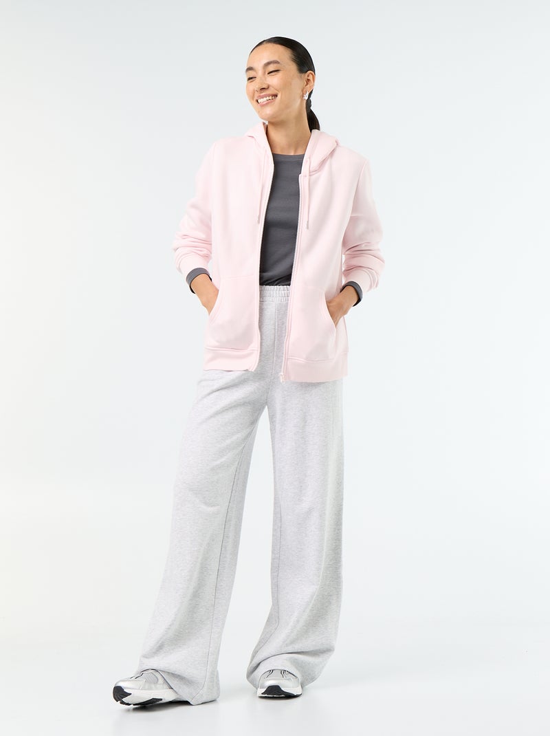 Sudadera básica con cremallera y capucha Rosa - Kiabi