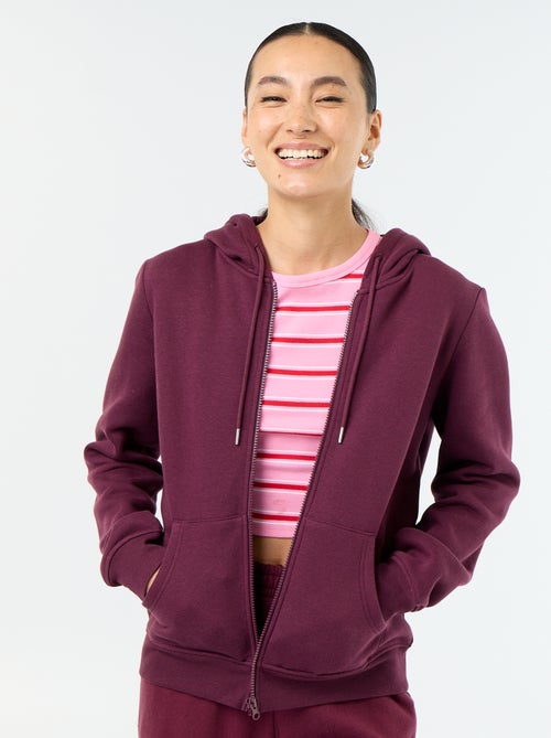 Sudadera básica con cremallera y capucha - Kiabi Sudadera básica con cremallera y capucha - Kiabi