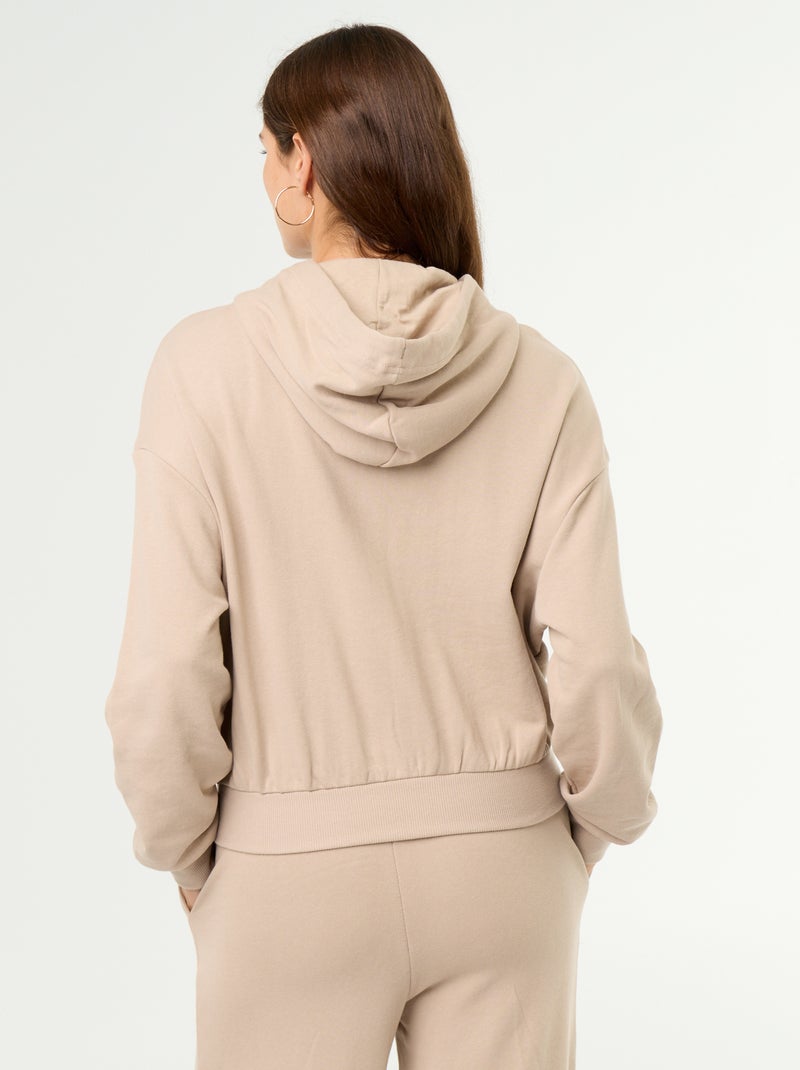 Sudadera básica de felpa ligera Beige - Kiabi