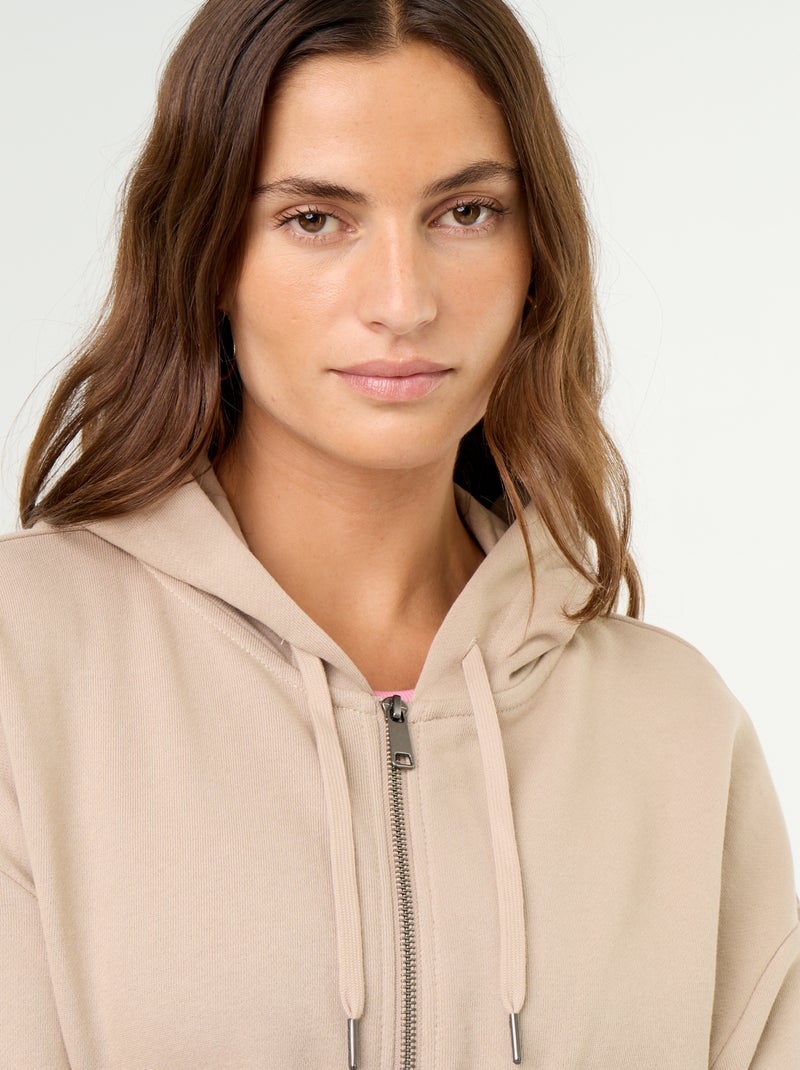 Sudadera básica de felpa ligera Beige - Kiabi