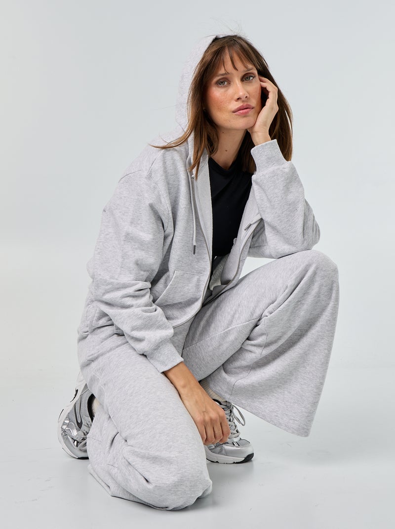 Sudadera básica de felpa ligera Gris - Kiabi
