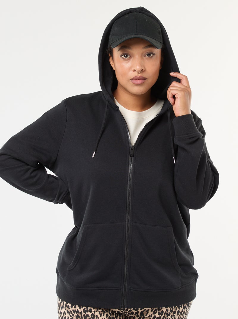 Sudadera básica de felpa Negro - Kiabi
