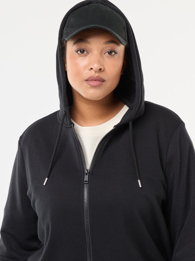 Sudadera básica de felpa Negro - Kiabi