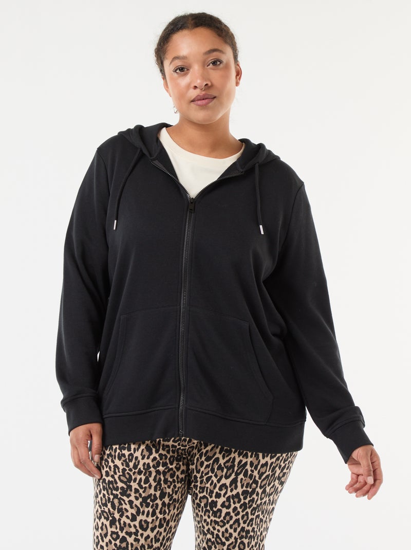 Sudadera básica de felpa Negro - Kiabi