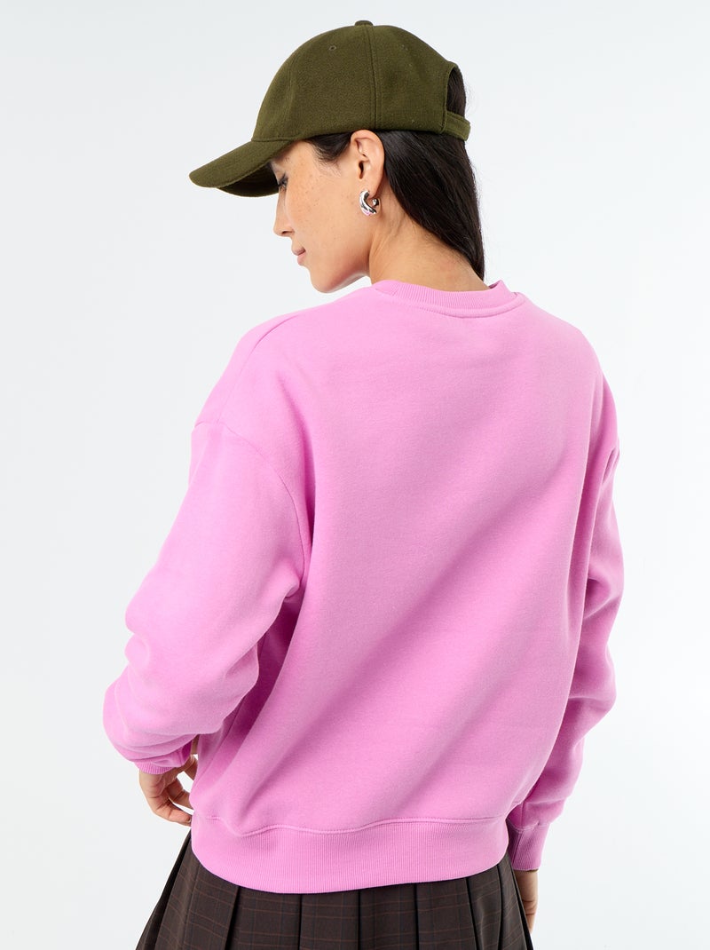 Sudadera básica de felpa Rosa - Kiabi