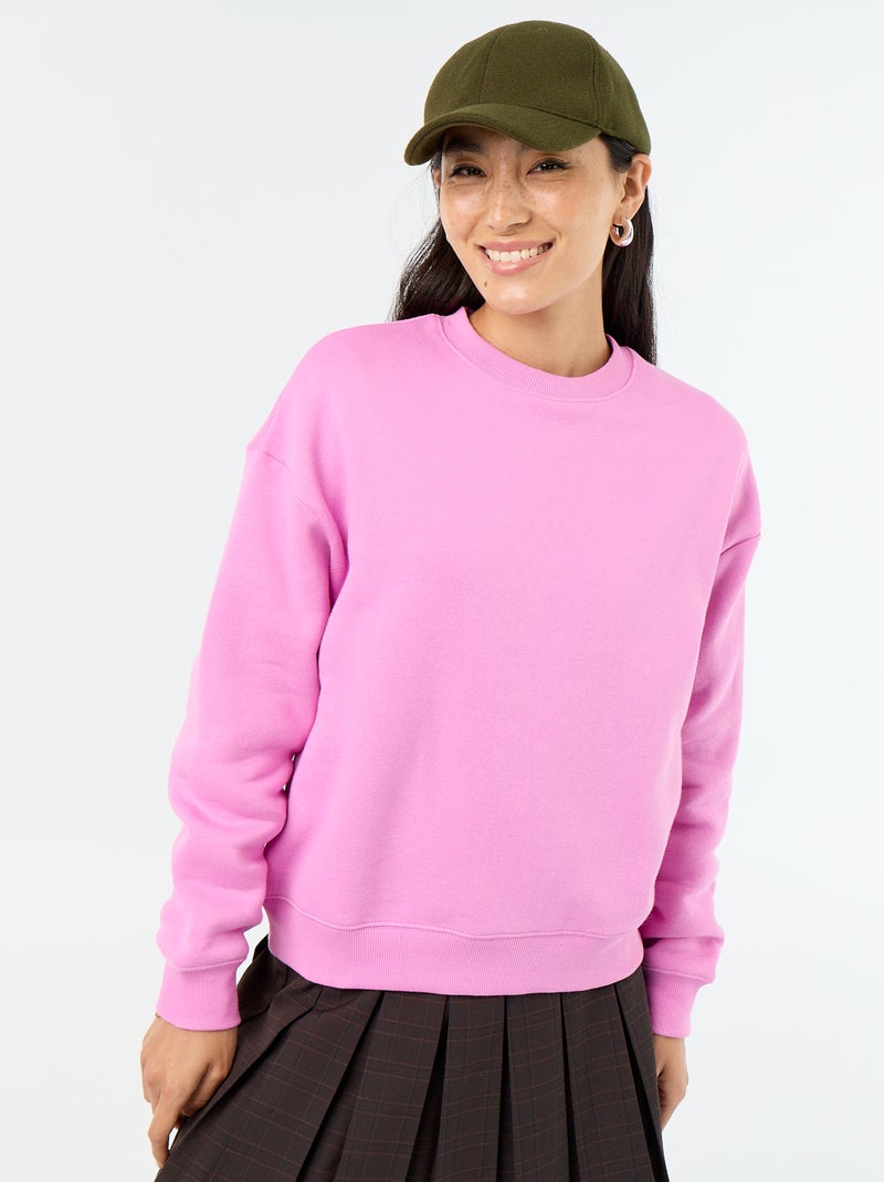 Sudadera básica de felpa Rosa - Kiabi