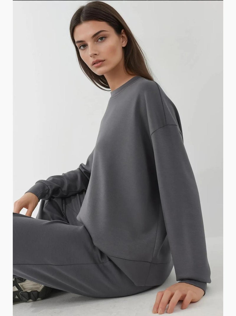 Sudadera básica de tacto suave hiccup Gris negro - Kiabi