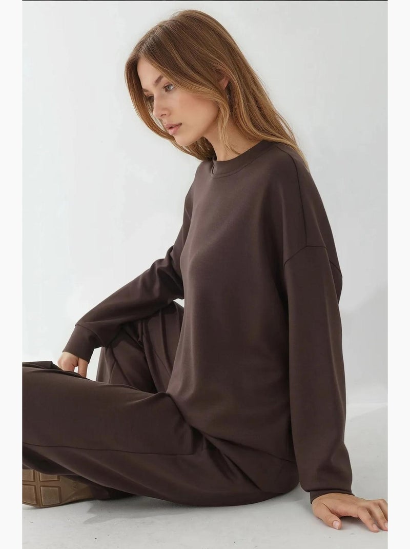 Sudadera básica de tacto suave hiccup Marrón oscuro - Kiabi