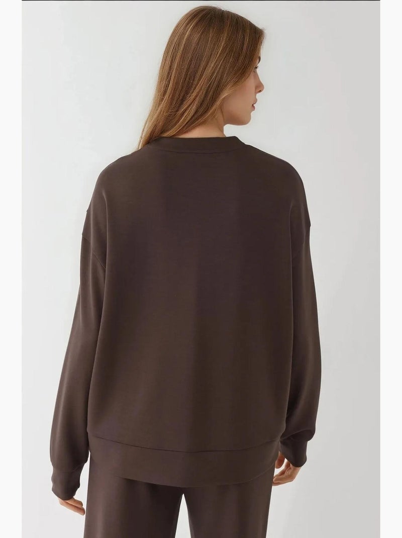 Sudadera básica de tacto suave hiccup Marrón oscuro - Kiabi