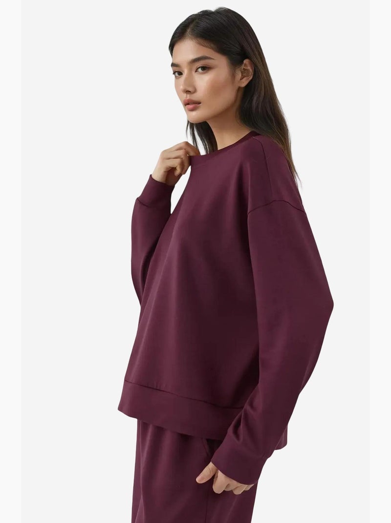 Sudadera básica de tacto suave hiccup Rojo burdeos - Kiabi