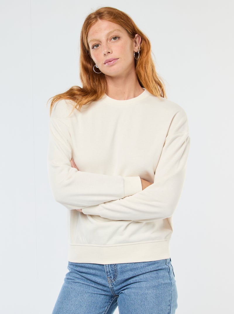 Sudadera básica en felpa francesa Blanco - Kiabi
