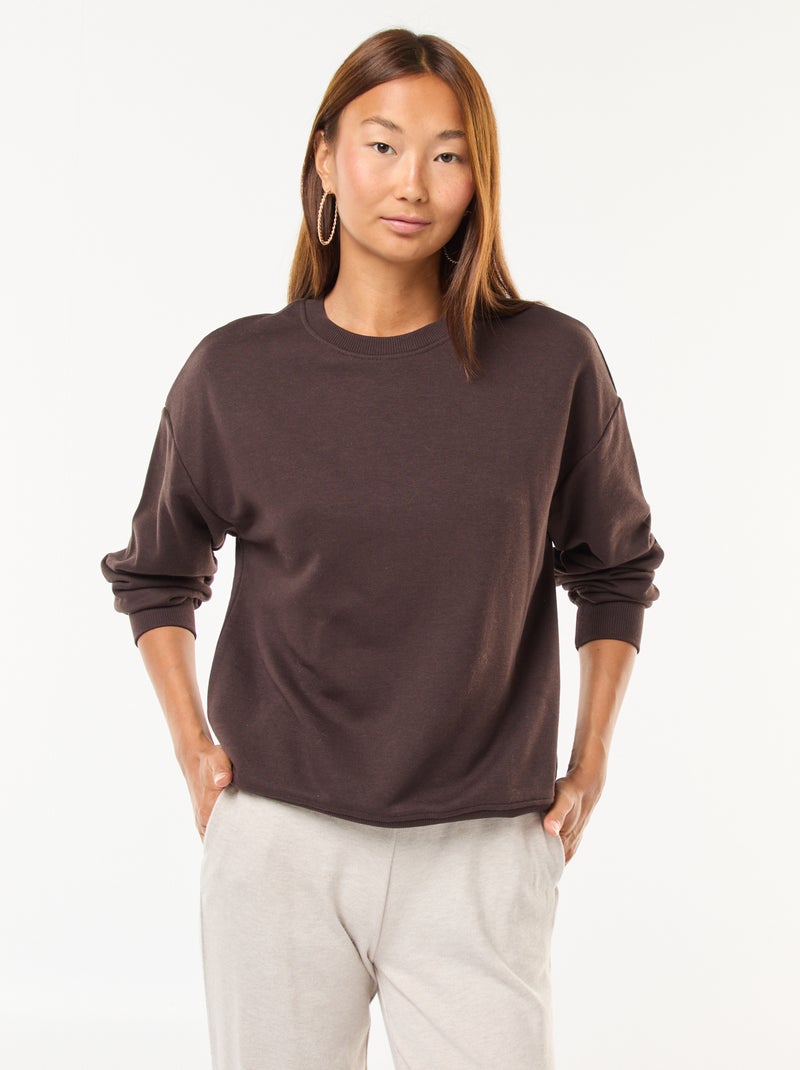 Sudadera básica en felpa francesa Marron - Kiabi