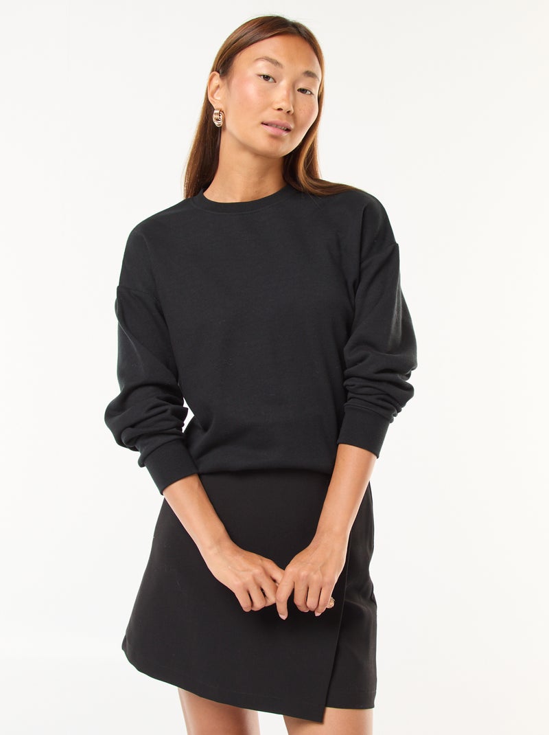 Sudadera básica en felpa francesa Negro - Kiabi