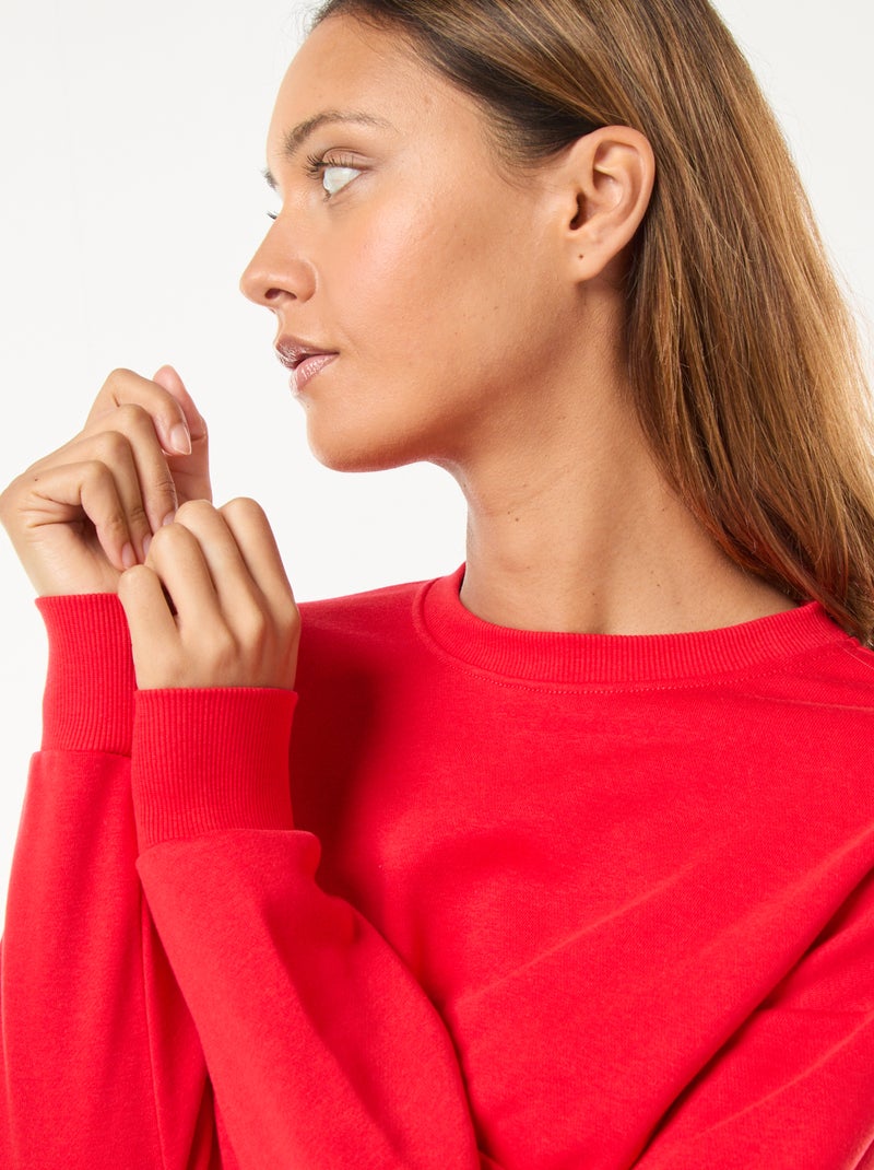 Sudadera básica en felpa francesa Rojo - Kiabi
