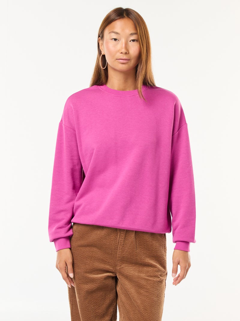 Sudadera básica en felpa francesa Rosa - Kiabi