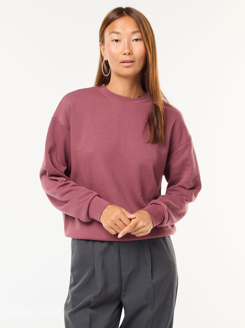 Sudadera básica en felpa francesa Rosa - Kiabi