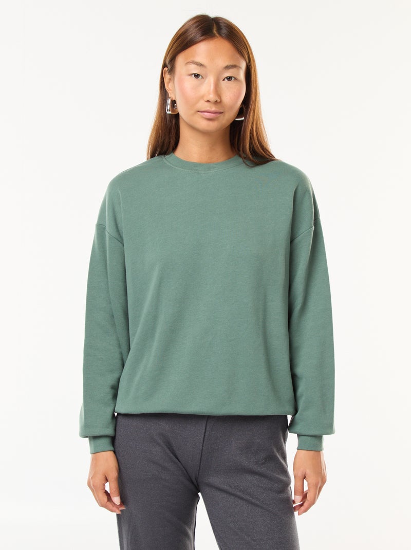 Sudadera básica en felpa francesa Verde - Kiabi