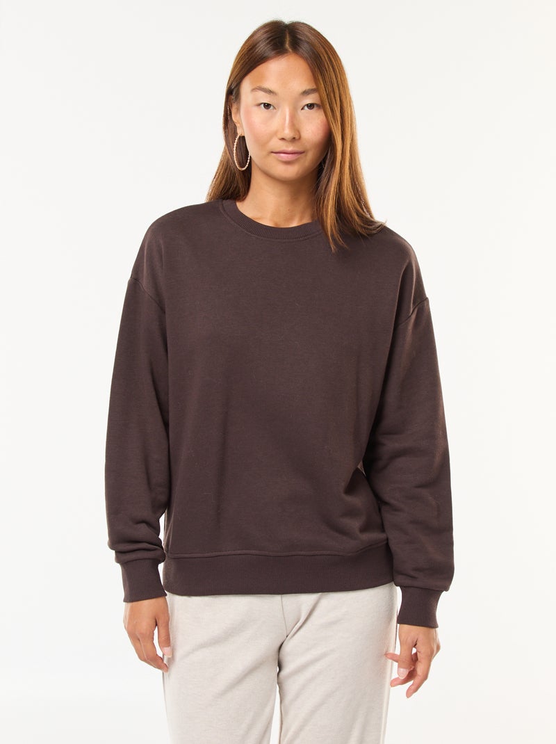 Sudadera básica en felpa Marron - Kiabi