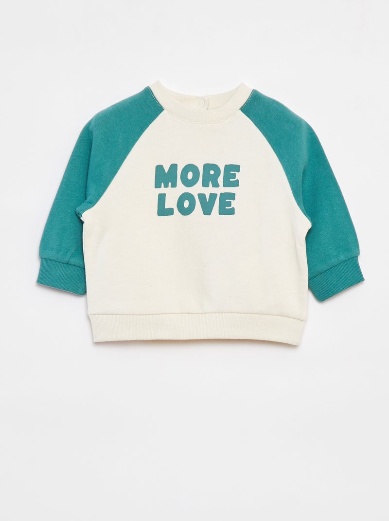 Sudadera bicolor con mensaje Blanco - Kiabi