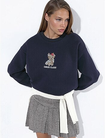 Sudadera bordada con cuello redondo hiccup