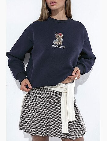 Sudadera bordada con cuello redondo hiccup