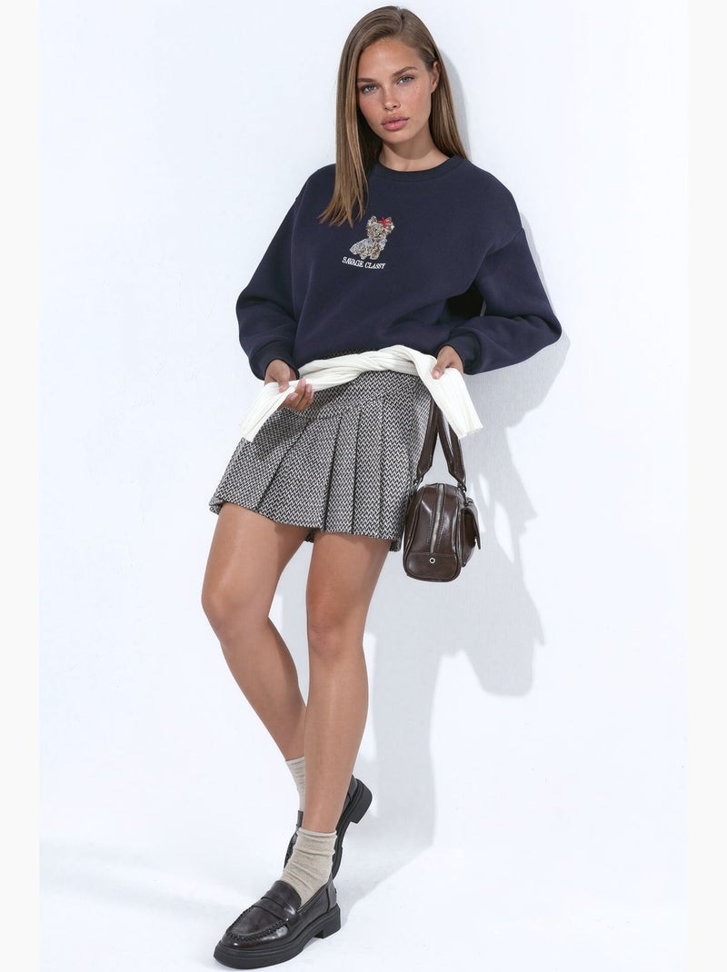 Sudadera bordada con cuello redondo hiccup Azul marino - Kiabi