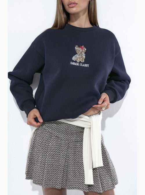 Sudadera bordada con cuello redondo hiccup - Kiabi