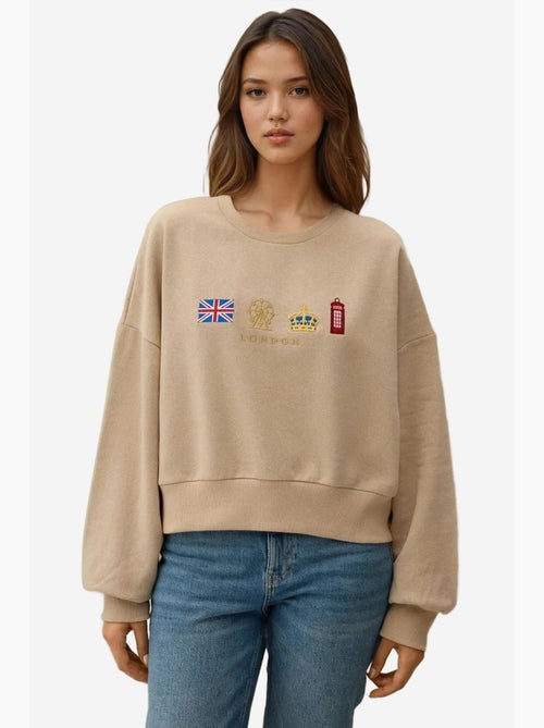Sudadera bordada con cuello redondo hiccup - Kiabi Sudadera bordada con cuello redondo hiccup - Kiabi
