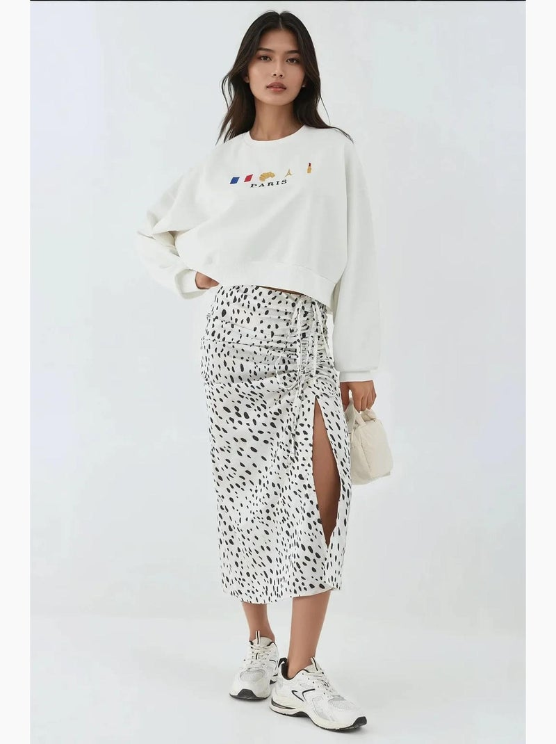 Sudadera bordada con cuello redondo hiccup Blanco - Kiabi