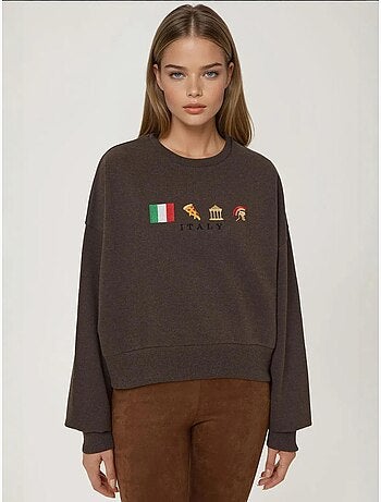 Sudadera bordada con cuello redondo hiccup
