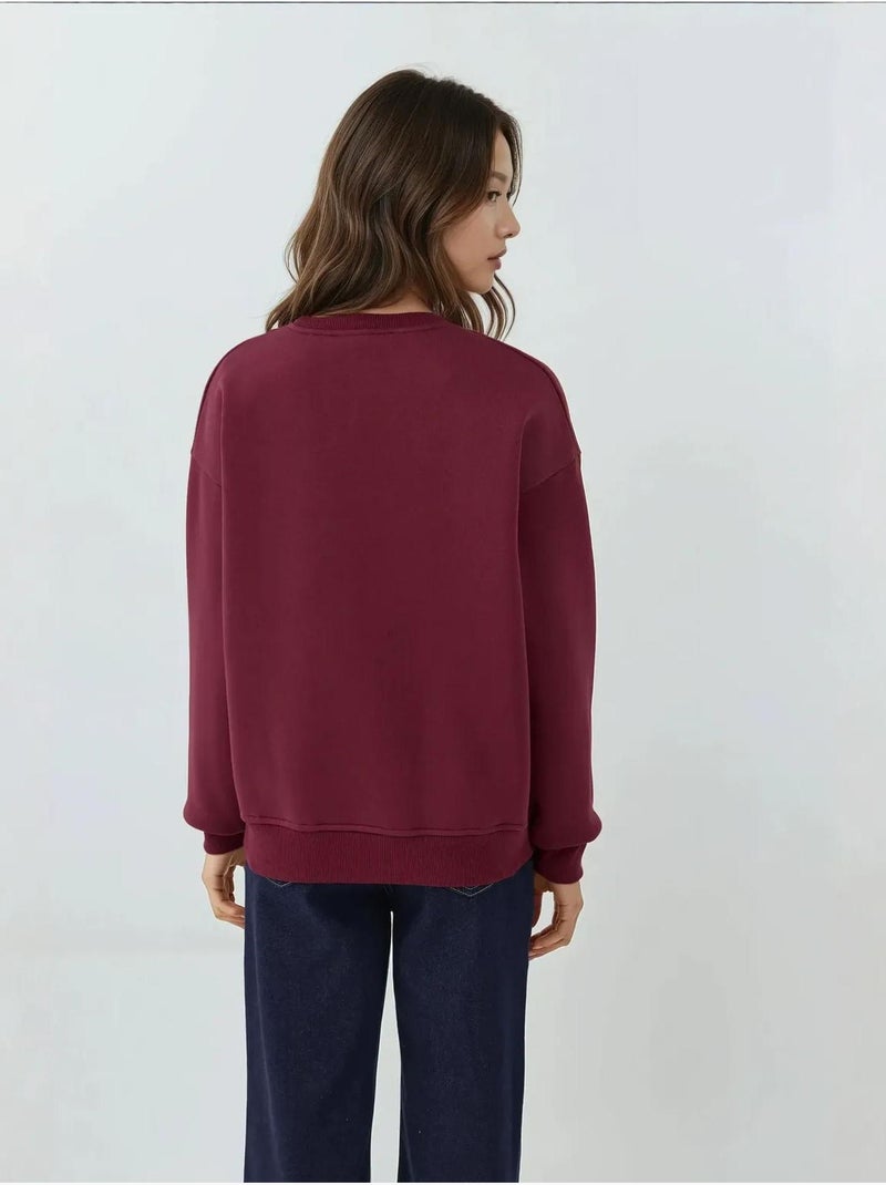 Sudadera bordada con cuello redondo hiccup Rojo cachemira - Kiabi