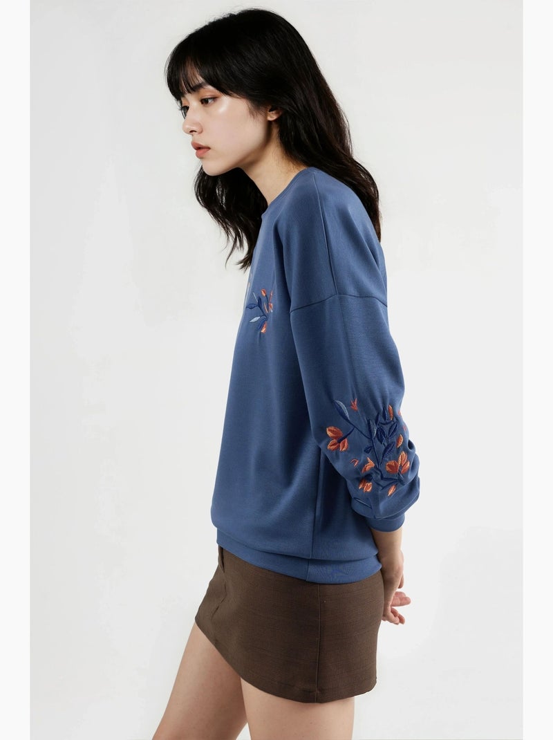 Sudadera bordada con cuello redondo y ajuste cómodo hiccup Azul claro - Kiabi