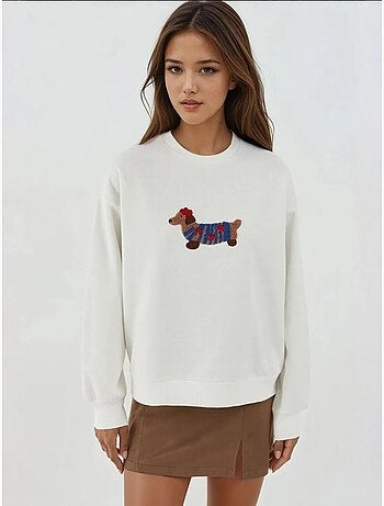 Sudadera bordada de cuello redondo de gran tamaño hiccup