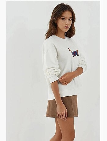 Sudadera bordada de cuello redondo de gran tamaño hiccup