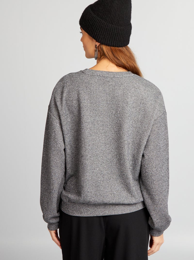 Sudadera brillante con cuello redondo NEGRO - Kiabi