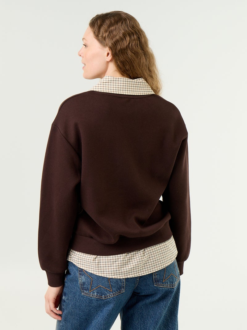 Sudadera camisa 2 en 1 Marron - Kiabi