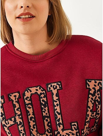 Sudadera cepillada de tres capas con bordado de leopardo lucci