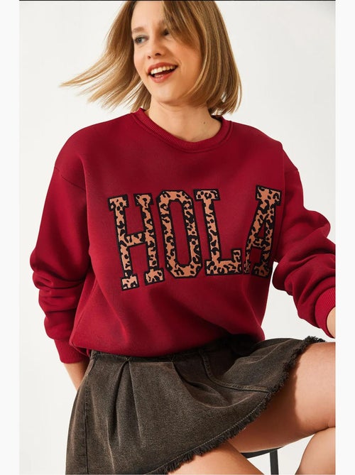Sudadera cepillada de tres capas con bordado de leopardo lucci - Kiabi