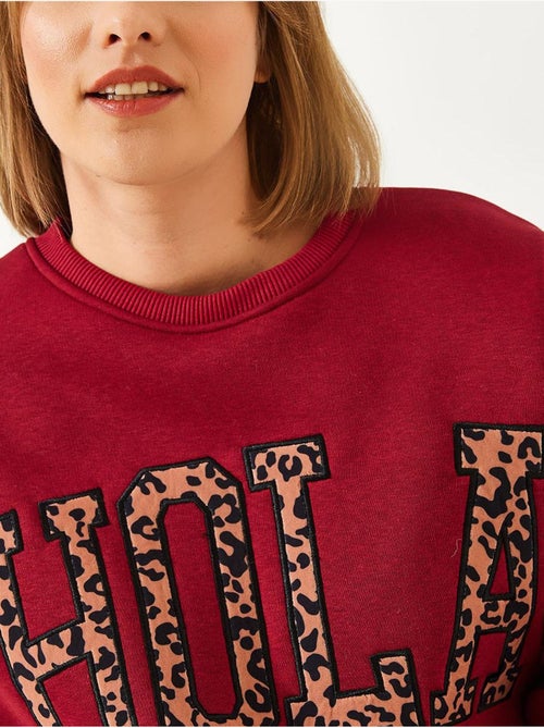 Sudadera cepillada de tres capas con bordado de leopardo lucci - Kiabi