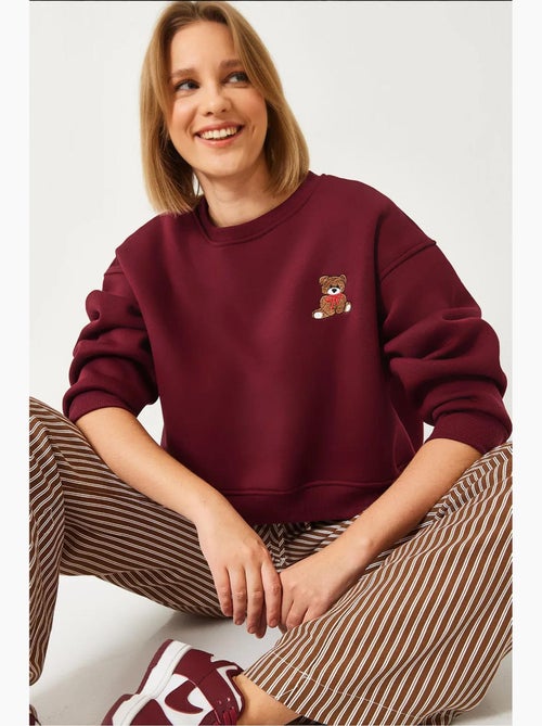 Sudadera cepillada de tres capas con bordado de osito de peluche lucci - Kiabi Sudadera cepillada de tres capas con bordado de osito de peluche lucci - Kiabi