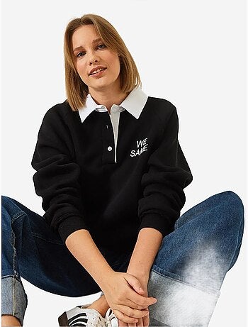 Sudadera cepillada de tres capas con cuello polo lucci