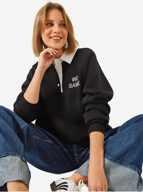 Sudadera cepillada de tres capas con cuello polo lucci - Kiabi