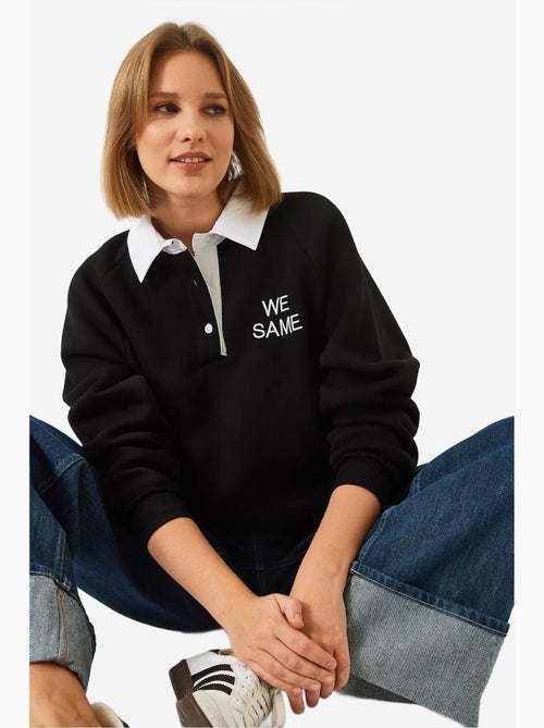 Sudadera cepillada de tres capas con cuello polo lucci - Kiabi