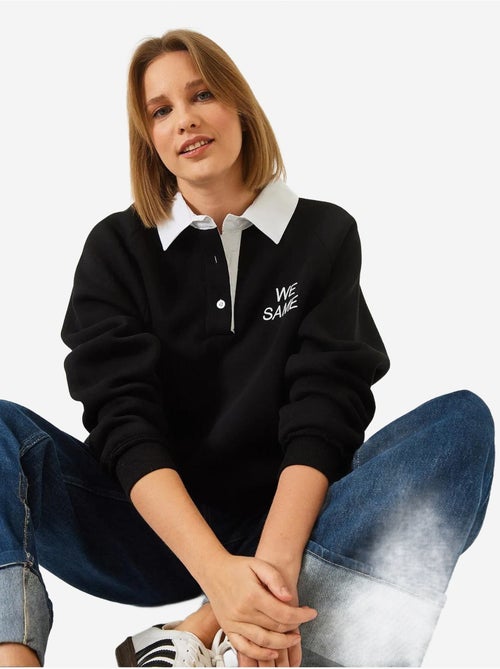 Sudadera cepillada de tres capas con cuello polo lucci - Kiabi
