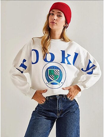 Sudadera cepillada de tres hilos con estampado lucci