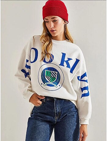 Sudadera cepillada de tres hilos con estampado lucci