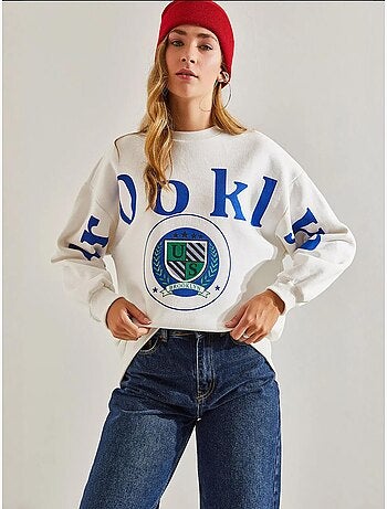 Sudadera cepillada de tres hilos con estampado lucci