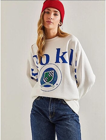 Sudadera cepillada de tres hilos con estampado lucci