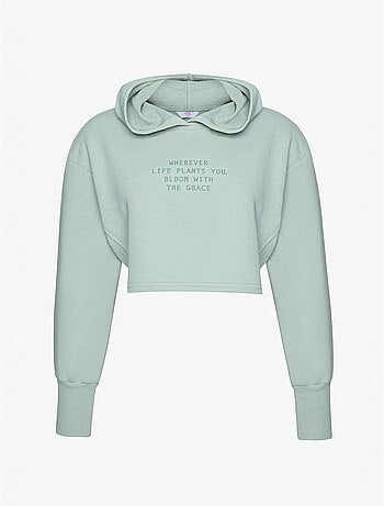 Sudadera clara con capucha y detalles acanalados penti